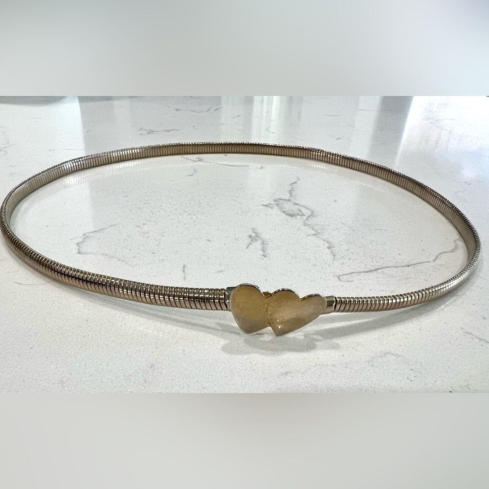 Vintage 1980s Gold Metal Stretch Heart Belt - Picture 1 of 3